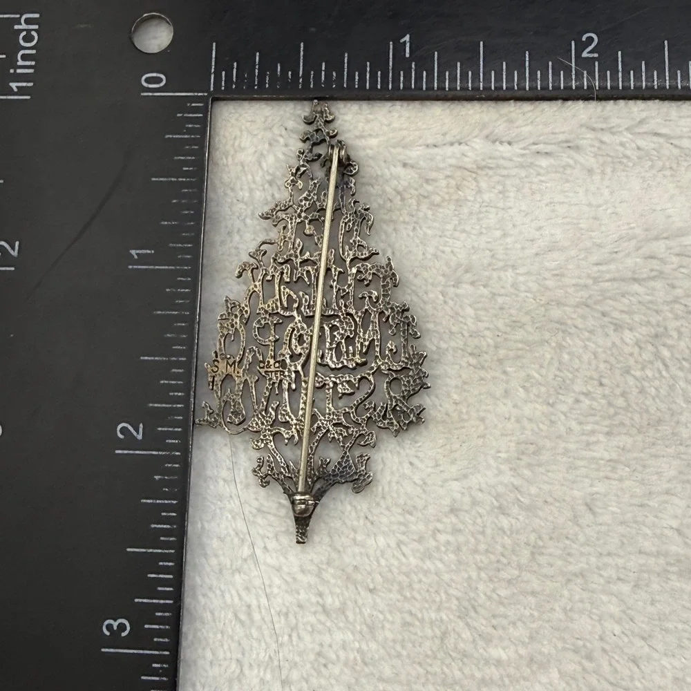 Vintage Shelburne Museum Brooch Sterling Silver C&C Alphabet Tree Brooch Gothic